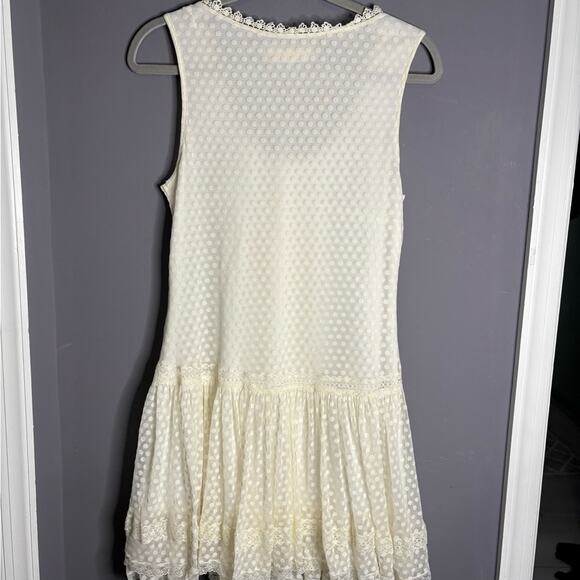 A’Reve White Sleeveless Drop Waist Ruffle Dress Size Small - Picture 5 of 6